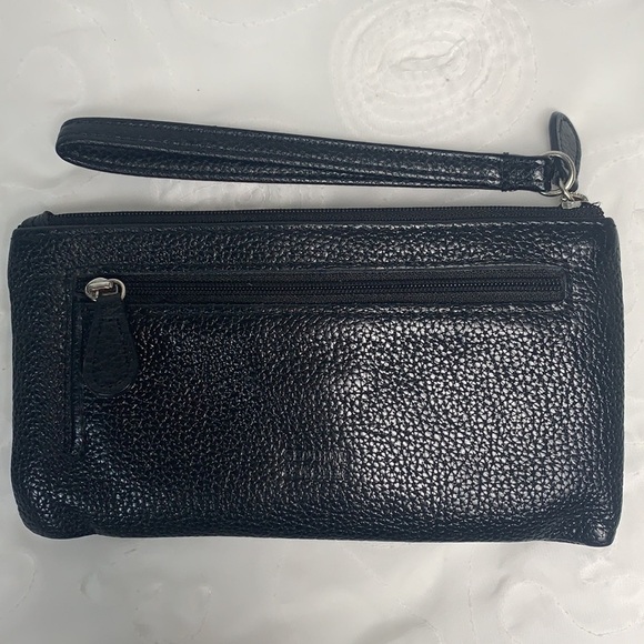 Gianni Bernini Leather Wristlet Wallet - Black/Silver, 7.5”x4” - Picture 3 of 11